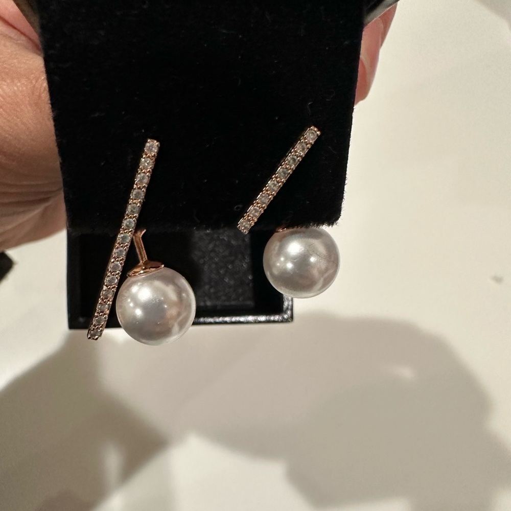 CZ RoseGold Pearl Diamond Earring
